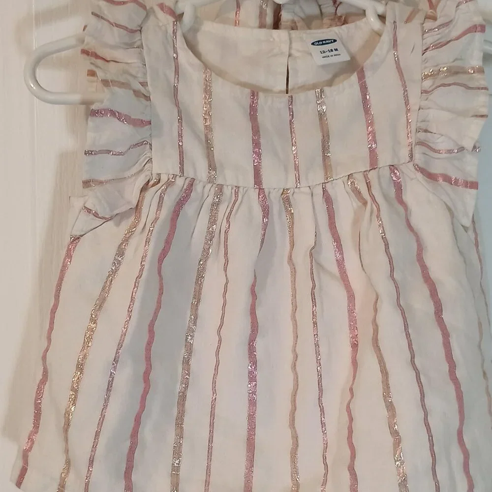 Baby Essentials Old Navy/Dress Set/Girls 12-18M/Pink Cream/2pc
